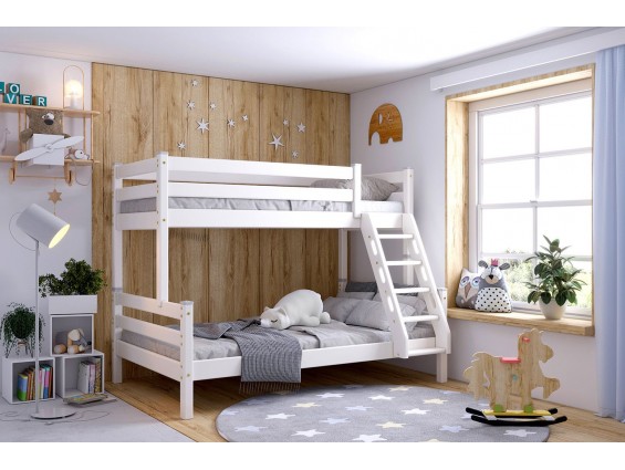Кровать двухъярусная детская Адель с наклонной лестницей