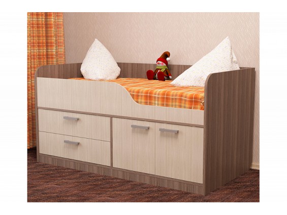 Кровать детская Мишка с ящиками и шкафчиком