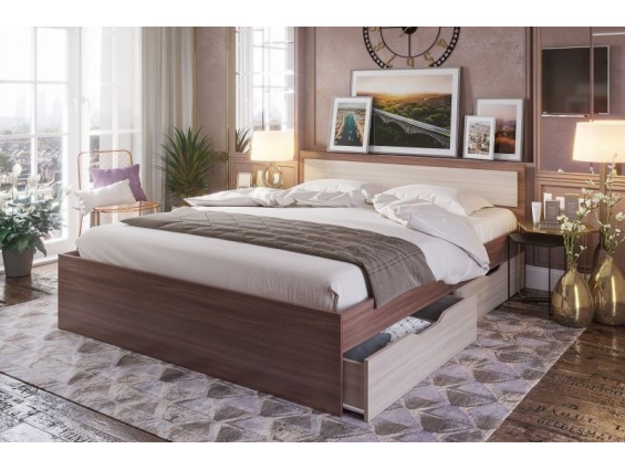 Двуспальная кровать Кровать Гармония с ящиками 140