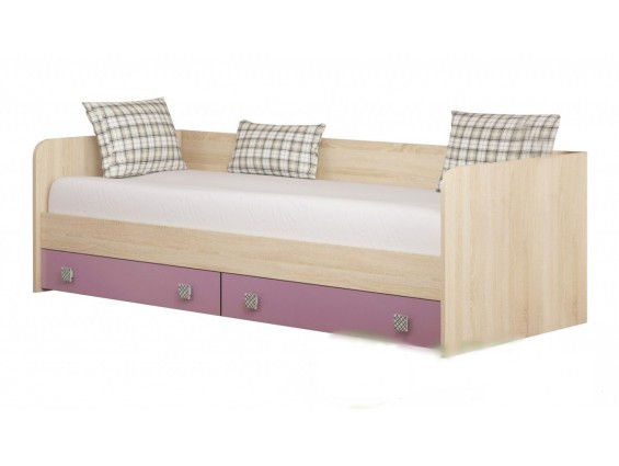 Односпальная детская кровать Колибри с ящиками дуб сонома/виола